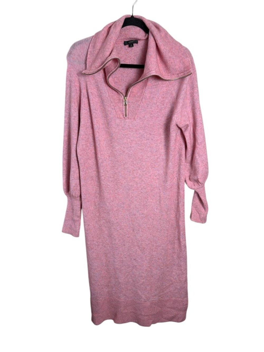 J. Crew Half-zip sweater-dress in Supersoft yarn Rose Pink Wool Blend SZ S - Picture 2 of 8